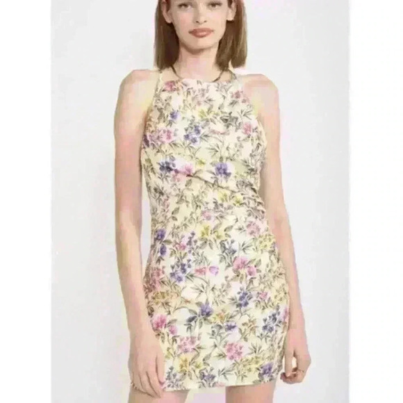 NWT EN SAISON Valeria Halter Strappy Ruched Floral Cotton Mini Dress Women Small - Picture 5 of 10